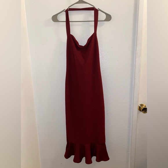 Misguided women’s size 10 bondage maroon midi dress NWTS - Picture 1 of 5